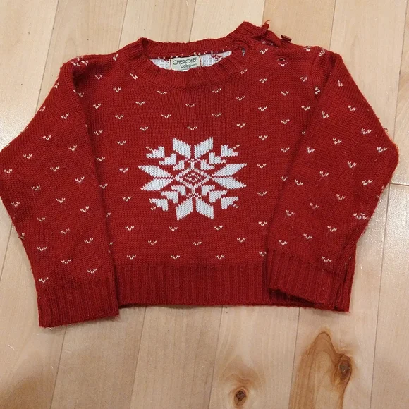 4/20$ 6/12m red white wintery sweater - Picture 2 of 5